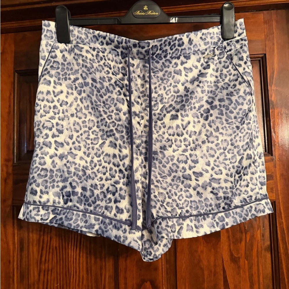 Tahari High Waist Blue Animal Print Women's Shorts